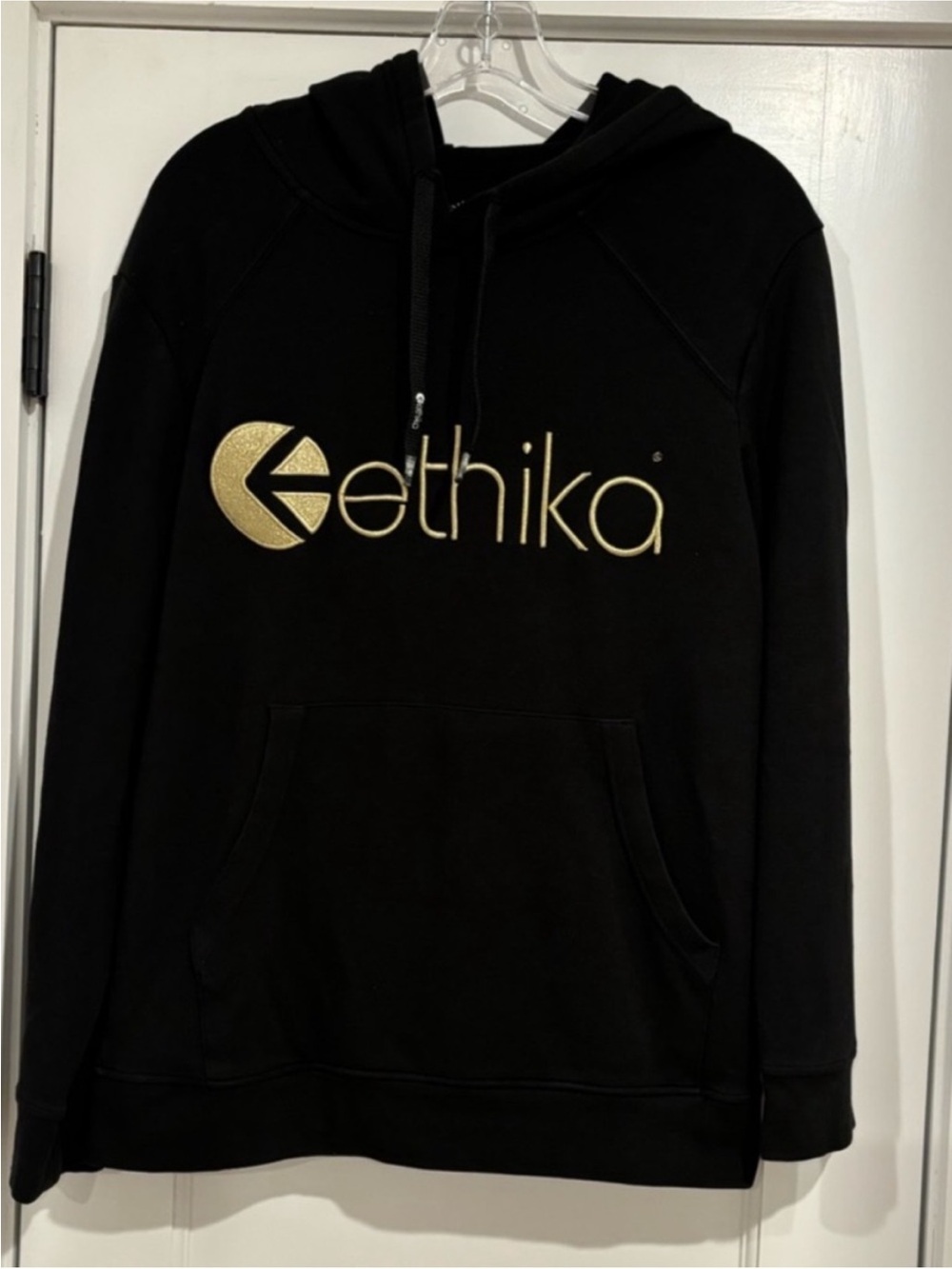 Ethika Premium Hooded Pullover Sweatshirt RARE Athlete Black Mens Small Skater